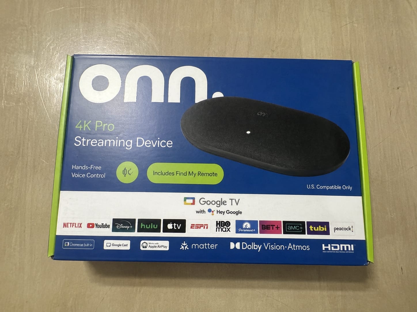 Onn. 4K Pro Streaming Device Google TV Gemini 32GB 3GB RAM Dolby Vision Atmos